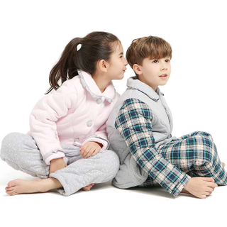 Winter cartoon thick three-layer cotton coat clothing pants pijamas children