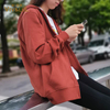 Custom Logo Spring Autumn Casual Stylish Oversize Solid Drop Shoulder French Terry Zipper Up Loose Fit Plain Hoodie for Women
